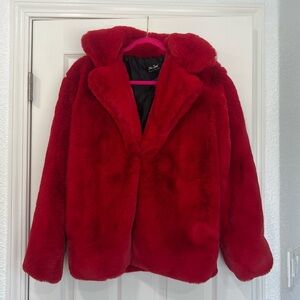 Me Jane Red Faux Fur Coat